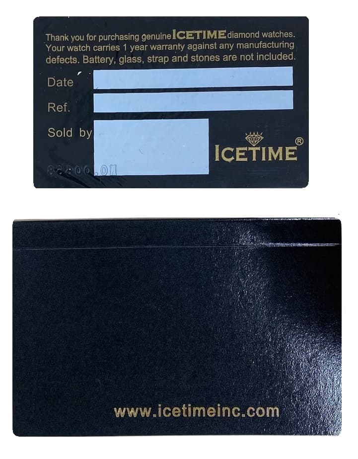Icetime warranty card and documentation